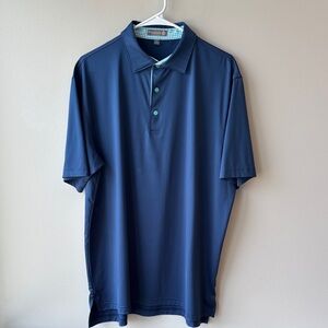 Peter Millar Navy Polo with Aqua Trim